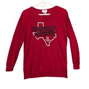 NBA Houston Rockets Sweatshirt Mens Small Red Texas Basketball Soft Long Sleeve